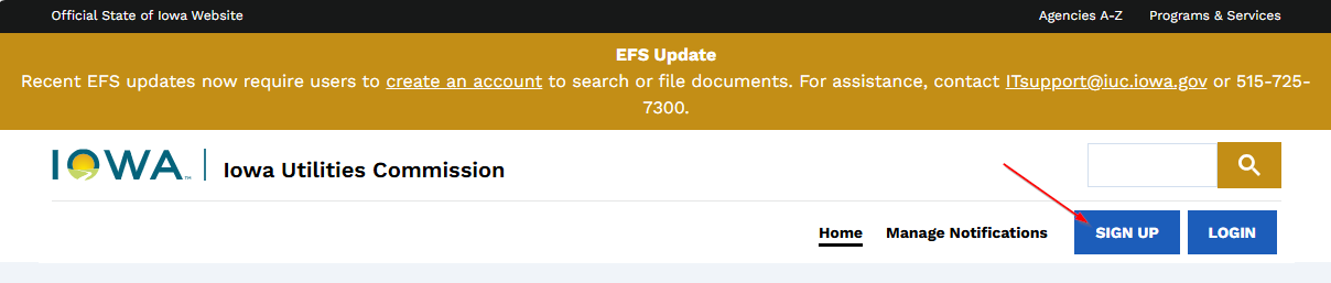 EFS Iowa website homepage